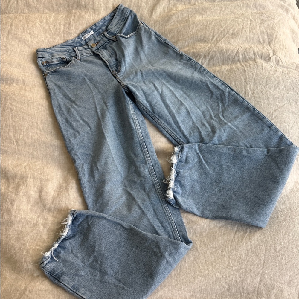 Good American distressed straight denim